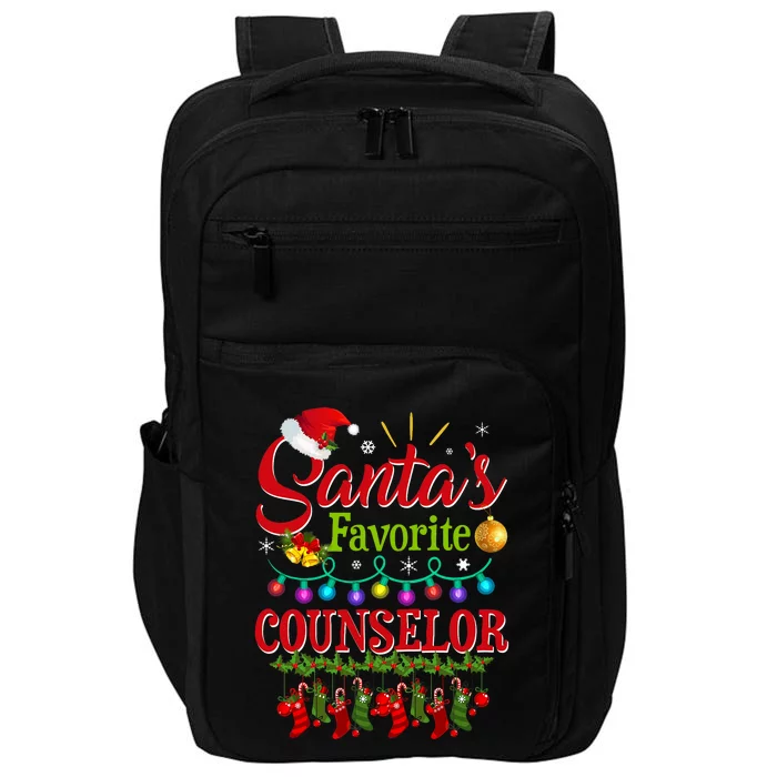 Funny SantaS Favorite Counselor Christmas Santa Hat Light Impact Tech Backpack