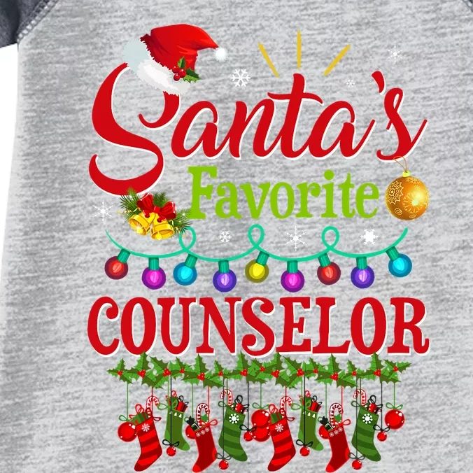 Funny SantaS Favorite Counselor Christmas Santa Hat Light Infant Baby Jersey Bodysuit