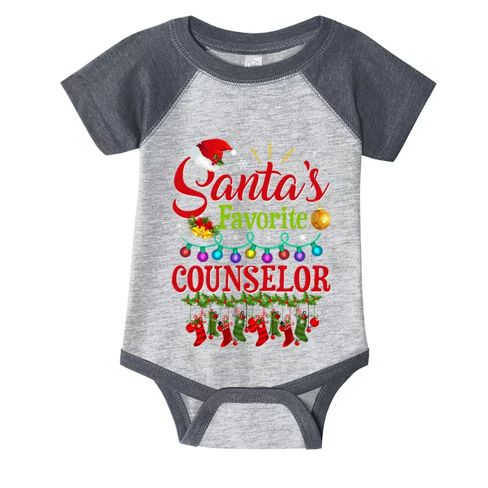 Funny SantaS Favorite Counselor Christmas Santa Hat Light Infant Baby Jersey Bodysuit