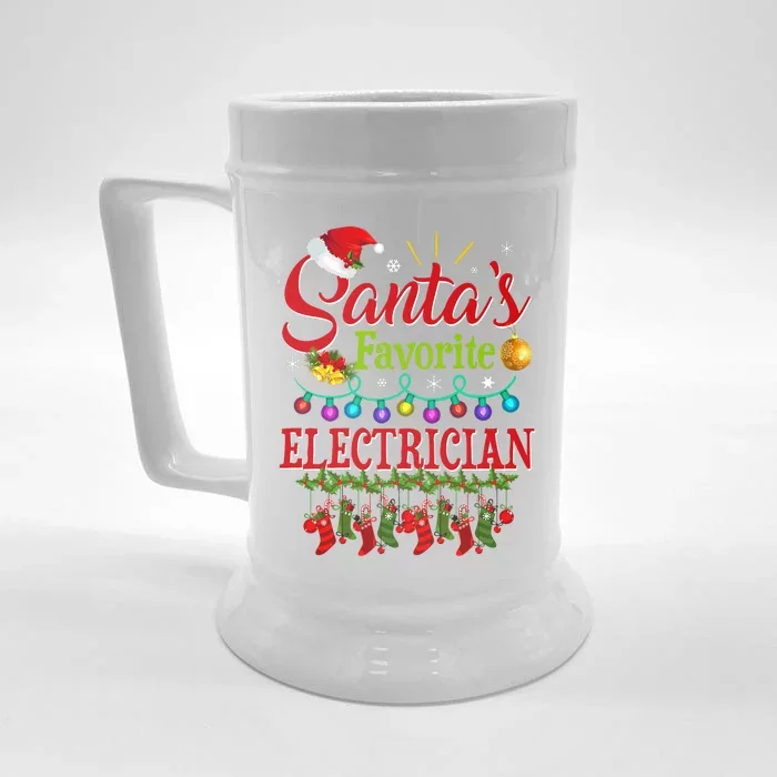 Funny SantaS Favorite Electrician Christmas Santa Hat Light Front & Back Beer Stein