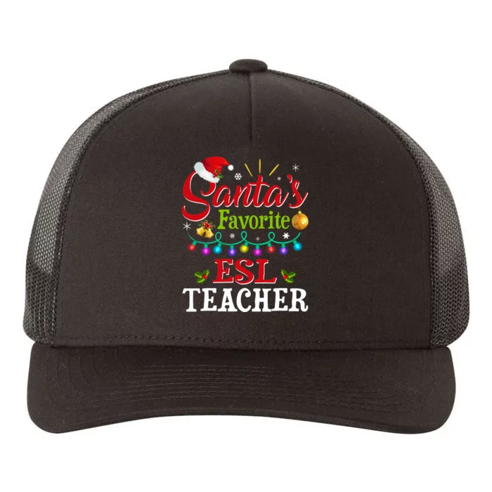 Funny SantaS Favorite Esl Teacher Christmas Santa Hat Light Yupoong Adult 5-Panel Trucker Hat