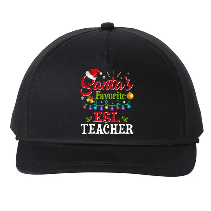 Funny SantaS Favorite Esl Teacher Christmas Santa Hat Light Snapback Five-Panel Rope Hat