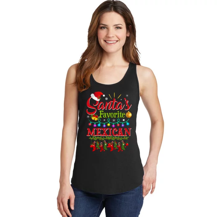 Funny SantaS Favorite Mexican Christmas Santa Hat Light Ladies Essential Tank