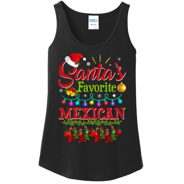 Funny SantaS Favorite Mexican Christmas Santa Hat Light Ladies Essential Tank