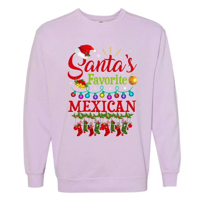 Funny SantaS Favorite Mexican Christmas Santa Hat Light Garment-Dyed Sweatshirt