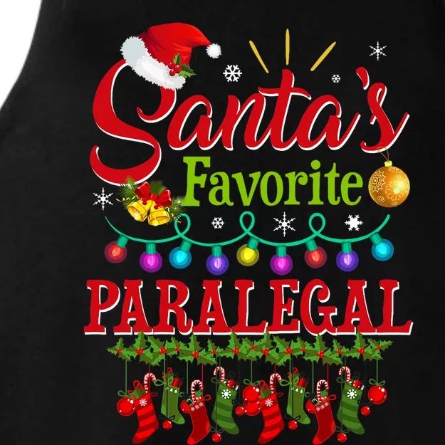 Funny SantaS Favorite Paralegal Christmas Santa Hat Light Ladies Tri-Blend Wicking Tank