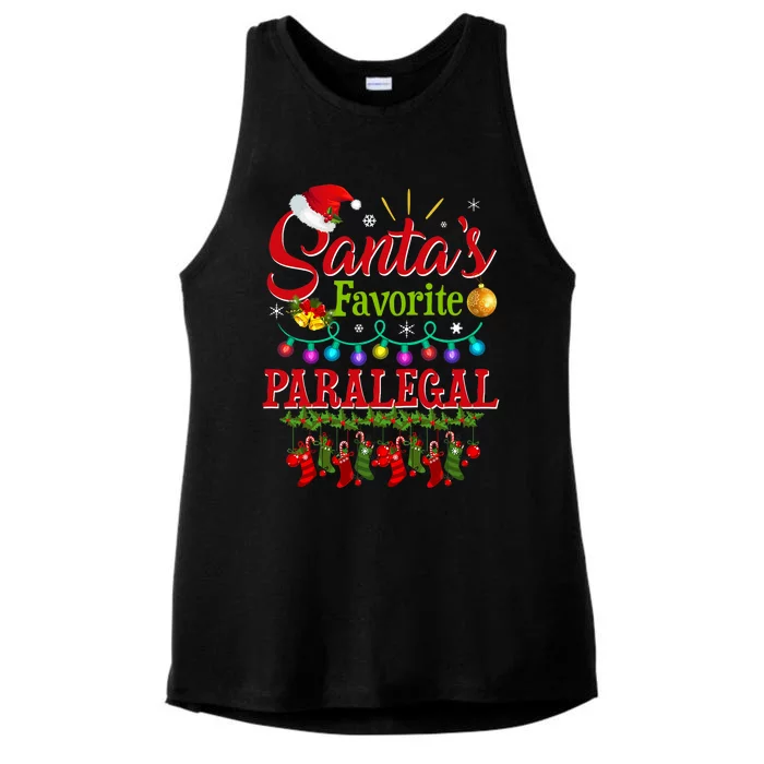 Funny SantaS Favorite Paralegal Christmas Santa Hat Light Ladies Tri-Blend Wicking Tank