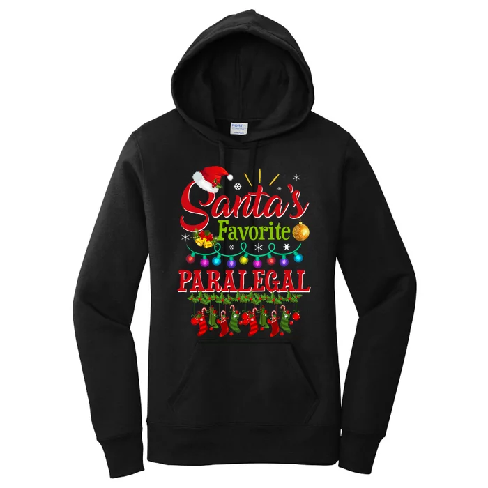 Funny SantaS Favorite Paralegal Christmas Santa Hat Light Women's Pullover Hoodie