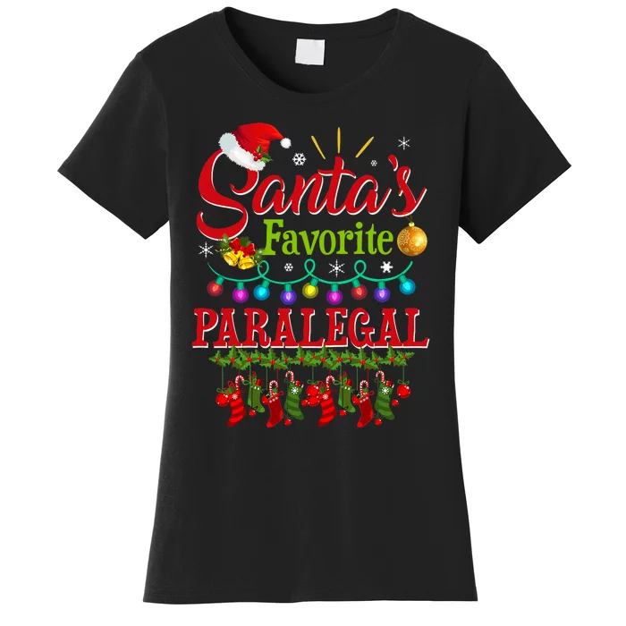 Funny SantaS Favorite Paralegal Christmas Santa Hat Light Women's T-Shirt