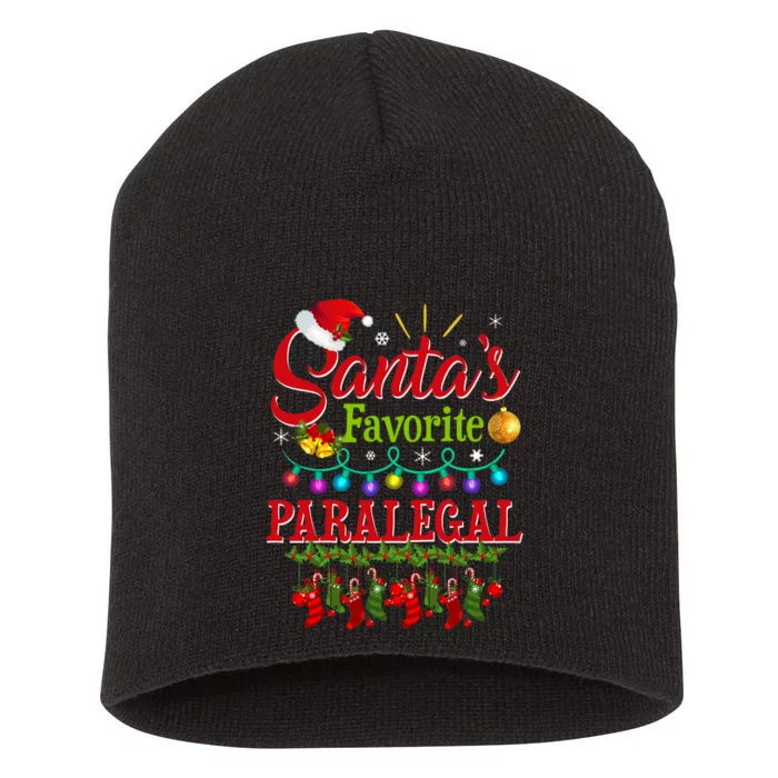 Funny SantaS Favorite Paralegal Christmas Santa Hat Light Short Acrylic Beanie