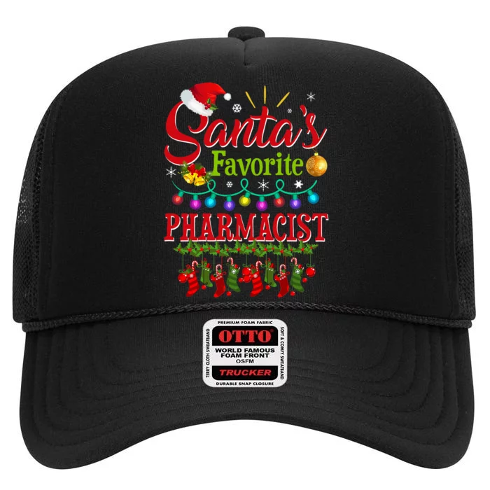 Funny SantaS Favorite Pharmacist Christmas Santa Hat Light High Crown Mesh Trucker Hat