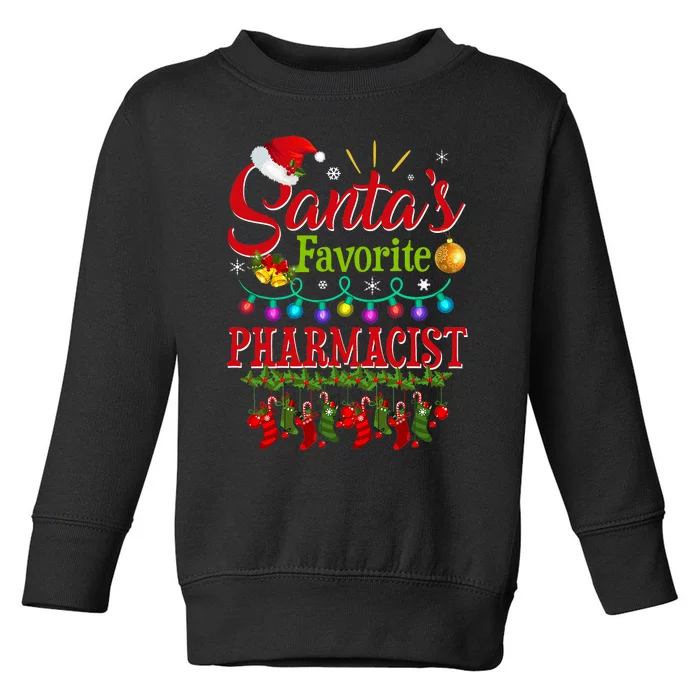 Funny SantaS Favorite Pharmacist Christmas Santa Hat Light Toddler Sweatshirt