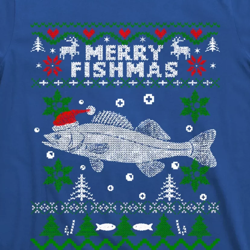 Fishing Santa Fishing Pajamas Ugly Christmas Merry Fishmas Cute Gift T-Shirt