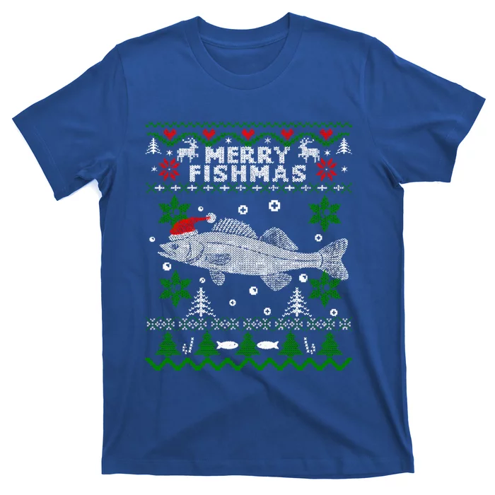 Fishing Santa Fishing Pajamas Ugly Christmas Merry Fishmas Cute Gift T-Shirt