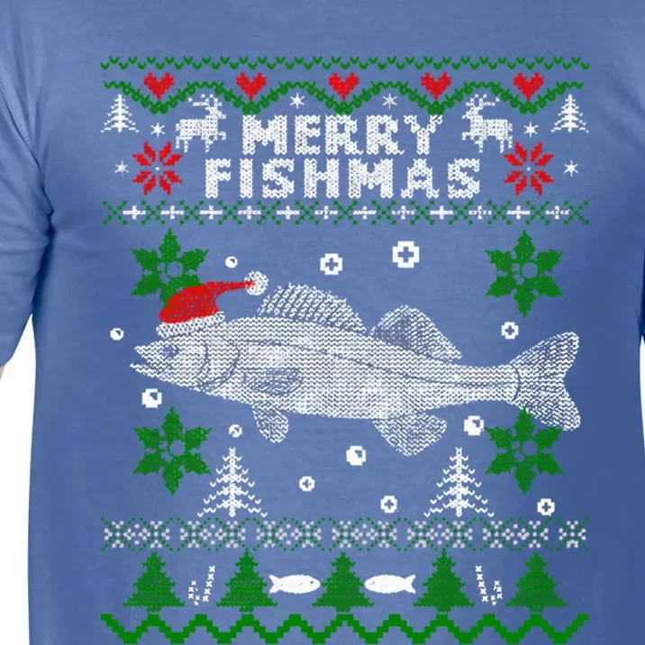 Fishing Santa Fishing Pajamas Ugly Christmas Merry Fishmas Cute Gift Comfort Colors T-Shirt