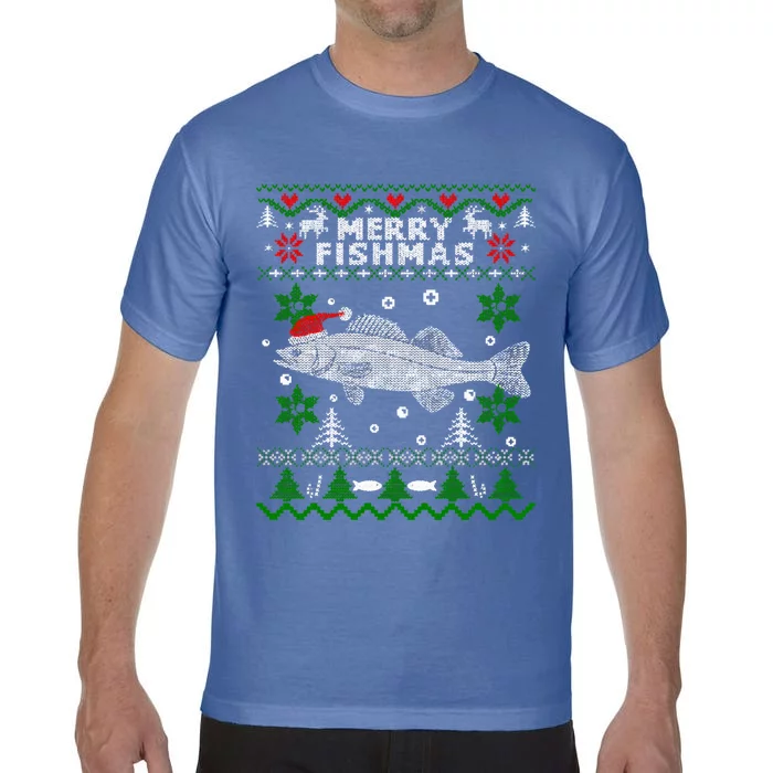 Fishing Santa Fishing Pajamas Ugly Christmas Merry Fishmas Cute Gift Comfort Colors T-Shirt