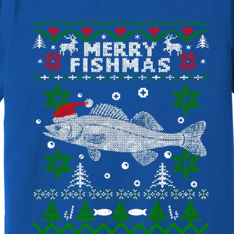 Fishing Santa Fishing Pajamas Ugly Christmas Merry Fishmas Cute Gift Premium T-Shirt