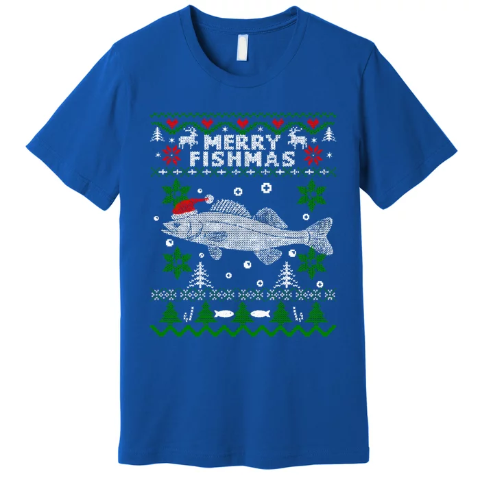 Fishing Santa Fishing Pajamas Ugly Christmas Merry Fishmas Cute Gift Premium T-Shirt