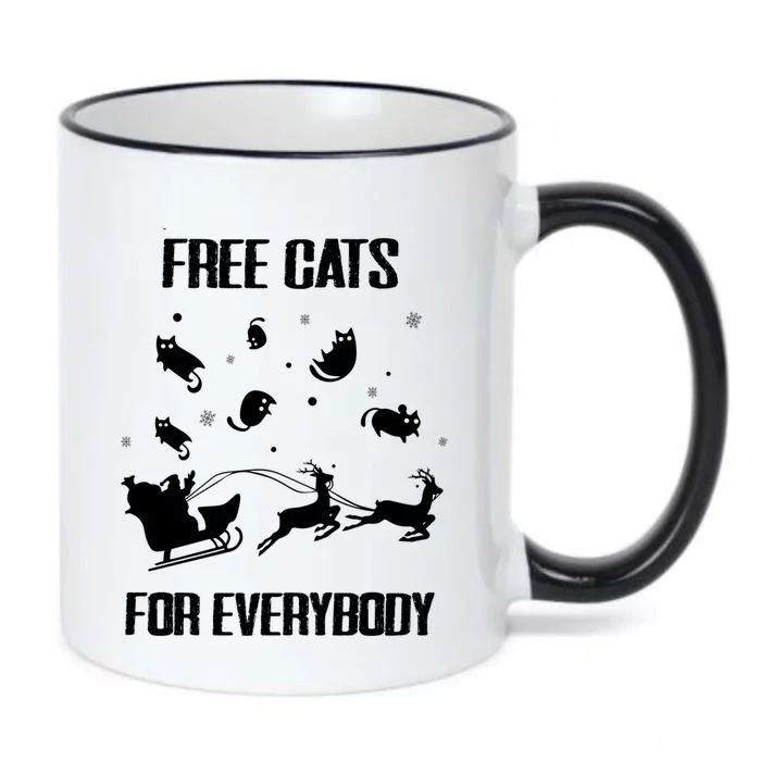 Funny Santa Free Cats For Everybody Sarcastic Christmas Cute Gift Black Color Changing Mug