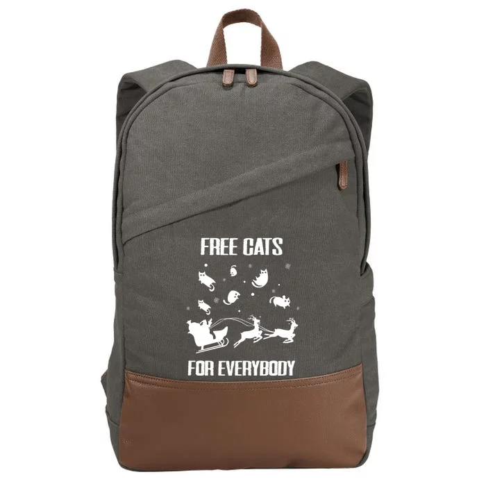 Funny Santa Free Cats For Everybody Sarcastic Christmas Cute Gift Cotton Canvas Backpack