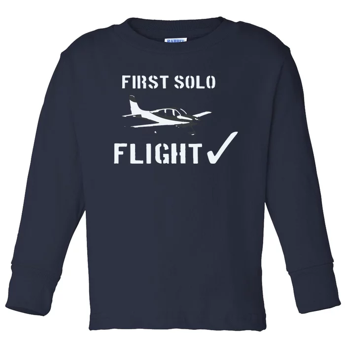 First Solo Flight New Pilot Gift Toddler Long Sleeve Shirt