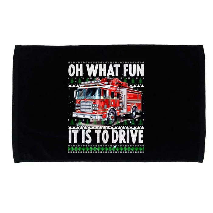 Firefighter Son Family Ugly Christmas Oh What Fine It Is To Drive Microfiber Hand Towel