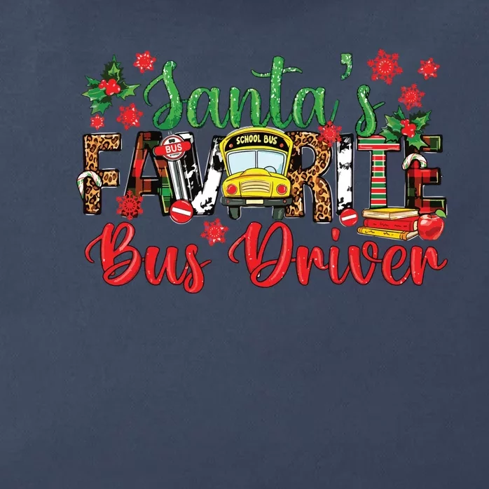 Funny Santas Favorite School Bus Driver Christmas Leopard Zip Tote Bag