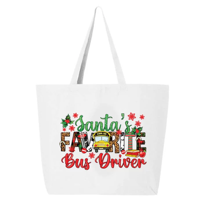 Funny Santas Favorite School Bus Driver Christmas Leopard 25L Jumbo Tote