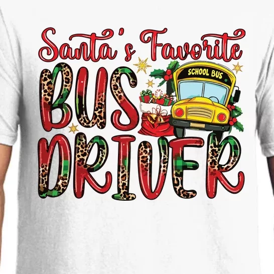 Funny Santas Favorite School Bus Driver Christmas Pajama Pajama Set