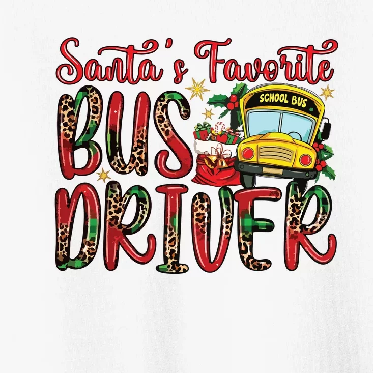 Funny Santas Favorite School Bus Driver Christmas Pajama Toddler T-Shirt