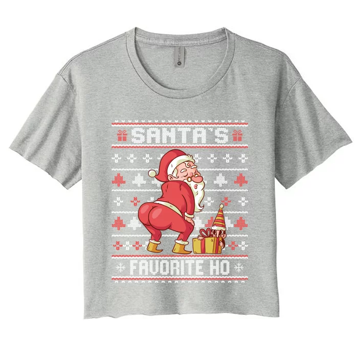 Funny Santa's Favorite Ho Gift Twerking Santa Offensive Great Gift Women's Crop Top Tee