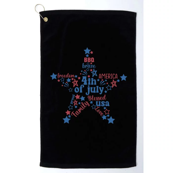 Freedom Star Fourth Of July Graphic Platinum Collection Golf Towel