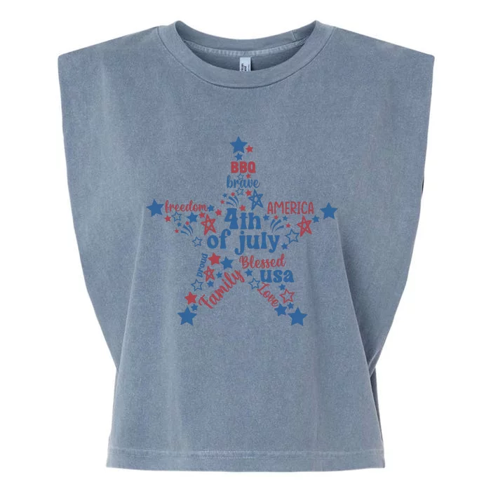 Freedom Star Fourth Of July Graphic Garment-Dyed Women's Muscle Tee