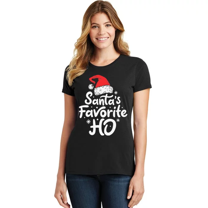 Funny SantaS Favorite Ho Funny Christmas Xmas Santa Hat Women's T-Shirt