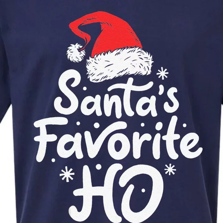 Funny SantaS Favorite Ho Funny Christmas Xmas Santa Hat Sueded Cloud Jersey T-Shirt