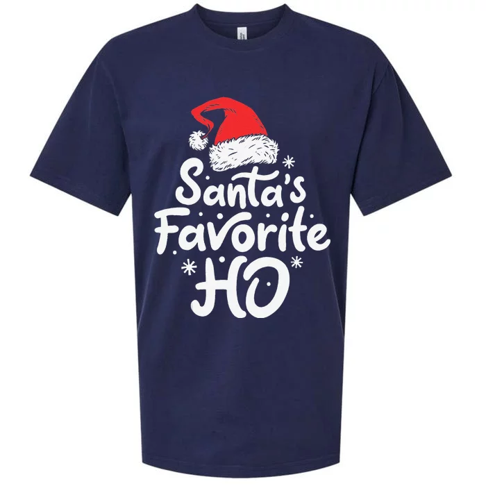 Funny SantaS Favorite Ho Funny Christmas Xmas Santa Hat Sueded Cloud Jersey T-Shirt