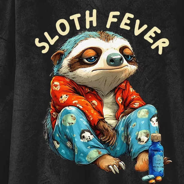 Funny Sloth Fever Humor Hooded Wearable Blanket