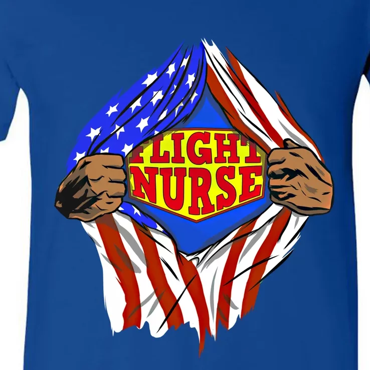 Funny Super Flight Nurse Hero Job Cool Gift V-Neck T-Shirt