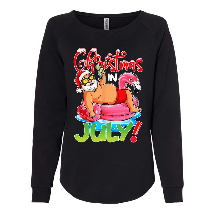 Funny Santa Flamingo Float Christmas In July Summer Vacation Womens California Wash Sweatshirt