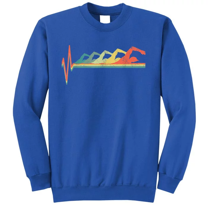 Funny Swimming Gift Swimmer Heartbeat Retro Gift Sweatshirt