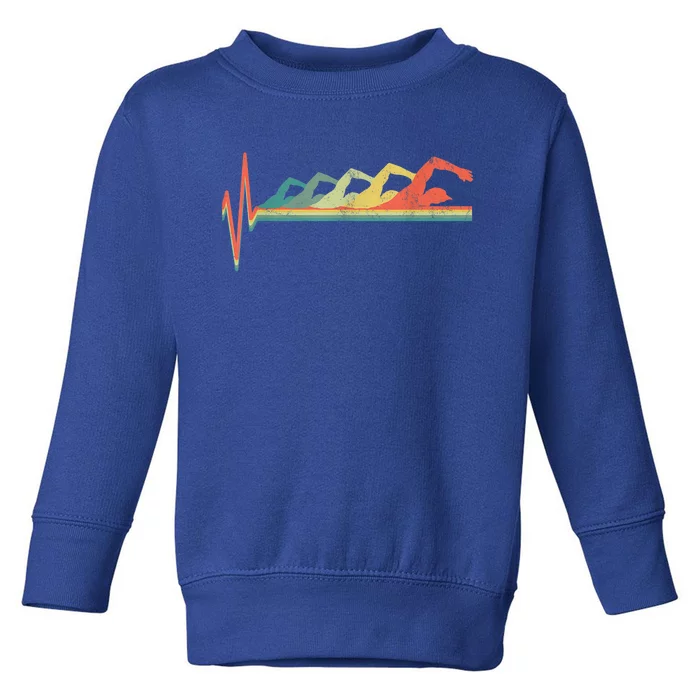 Funny Swimming Gift Swimmer Heartbeat Retro Gift Toddler Sweatshirt