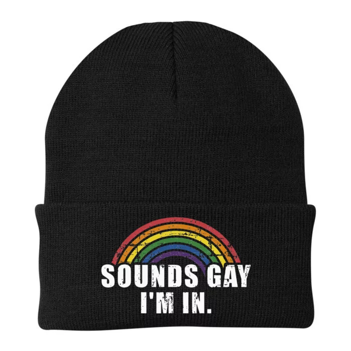 Funny Sounds Gay Im In With Rainbow Flag For Pride Month Knit Cap Winter Beanie