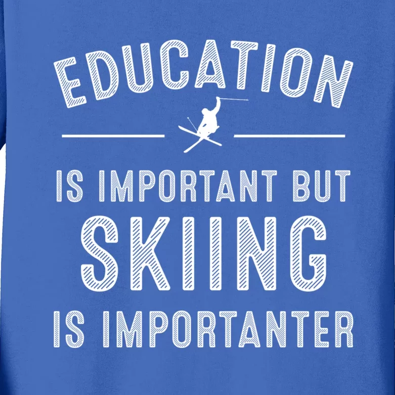 Funny Skiing Gift And Cool Ski Sports Lover Great Gift Kids Long Sleeve Shirt