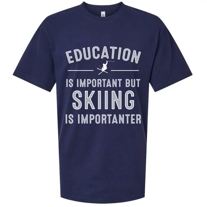 Funny Skiing Gift And Cool Ski Sports Lover Great Gift Sueded Cloud Jersey T-Shirt