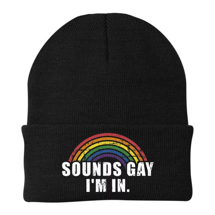 Funny sounds gay I'm in with rainbow flag for pride month Knit Cap Winter Beanie