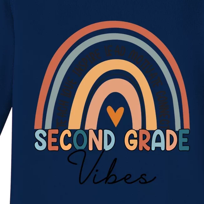 Funny Second Grade Teacher Rainbow Team 2Nd Grade Vibes Great Gift Baby Long Sleeve Bodysuit