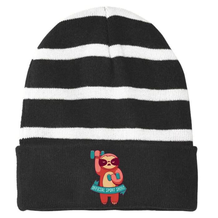 Funny Sport Gym Bodybuilding Workout Motivation Weights Striped Beanie with Solid Band