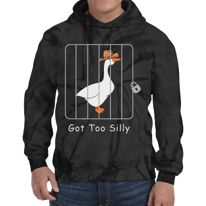 Funny Silly Goose Lover Mugshot Meme Got Too Silly Tie Dye Hoodie