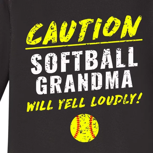 Fastpitch Softball Grandma Funny Baby Long Sleeve Bodysuit