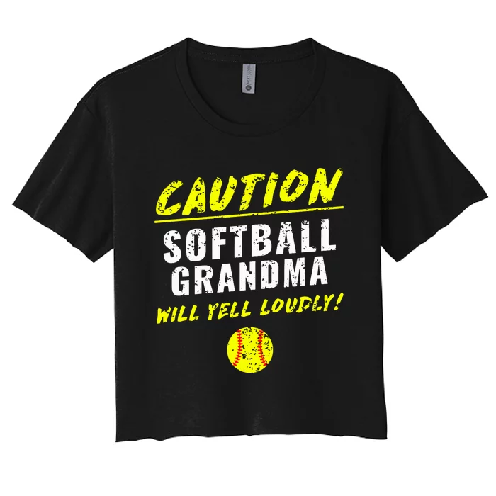 Fastpitch Softball Grandma Funny Women's Crop Top Tee